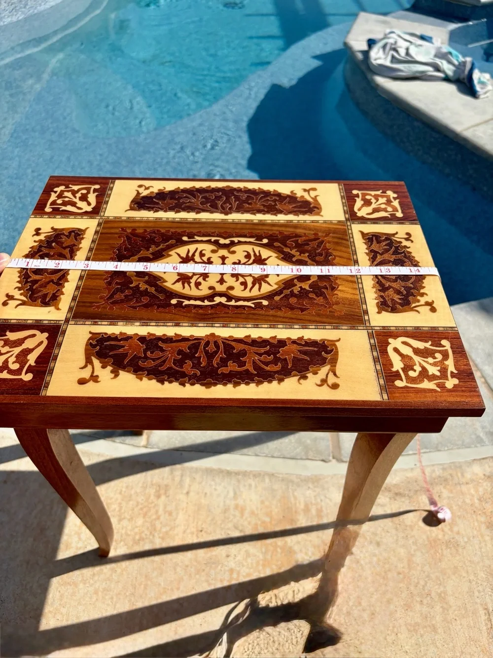 Artisan Inlay Accent Table - Brown & Cream